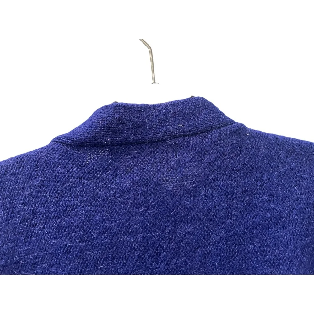 Vintage 80's Vasginie Italian Mohair Artisan Blue Cardigan Size Medium Applique - Picture 10 of 10
